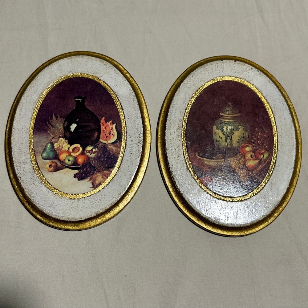 Vintage Oval Fruit Still Life Wall Art Set